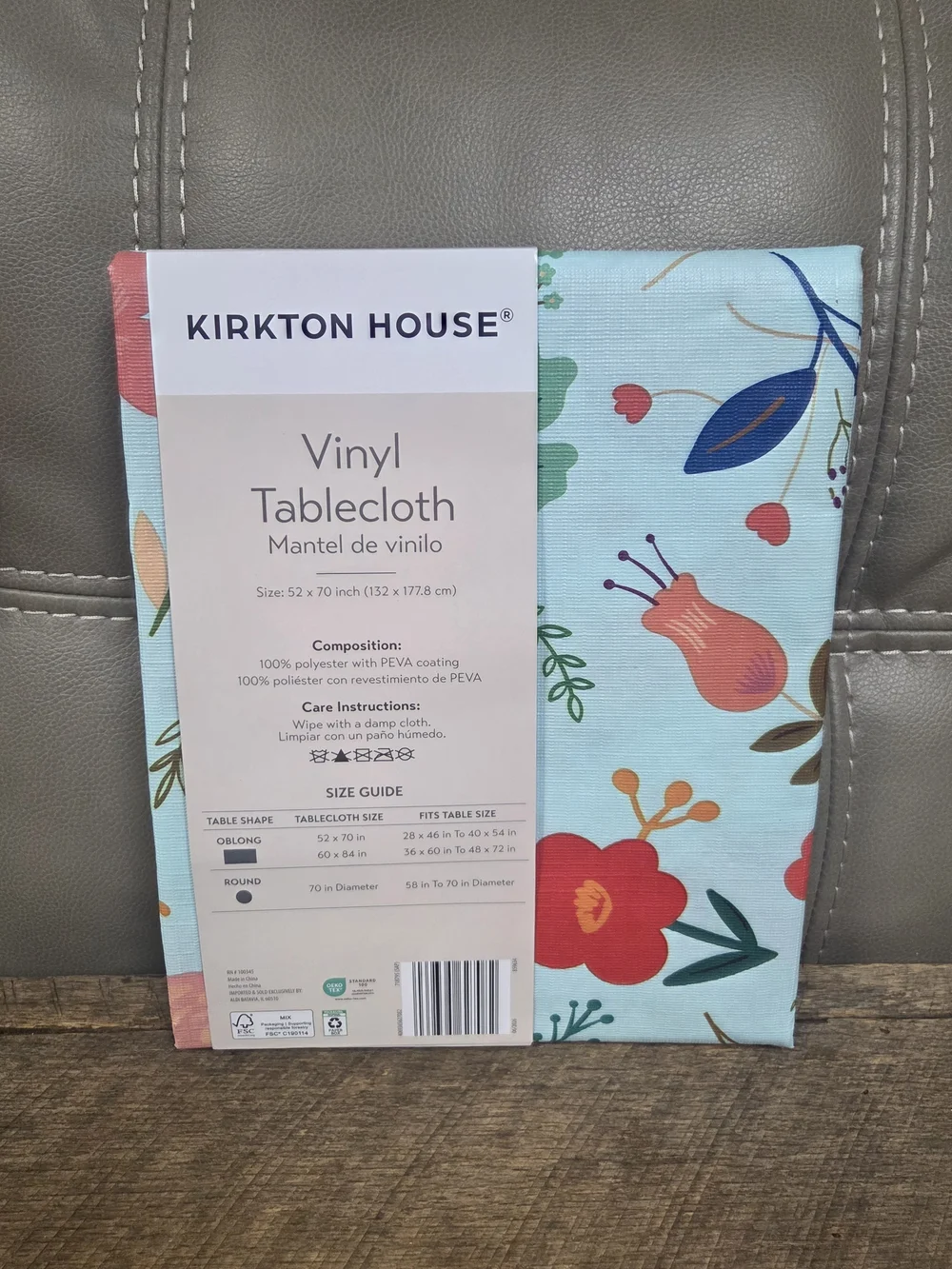 NWT Kirkton House Vinyl 52x70 Oblong Tablecloth - Blue Floral ~ BIN 1L